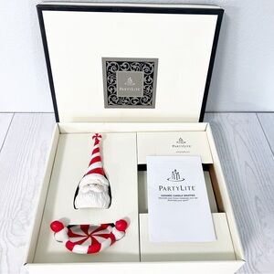 PartyLite NEW Retired Peppermint Santa Ceramic Candle Snuffer